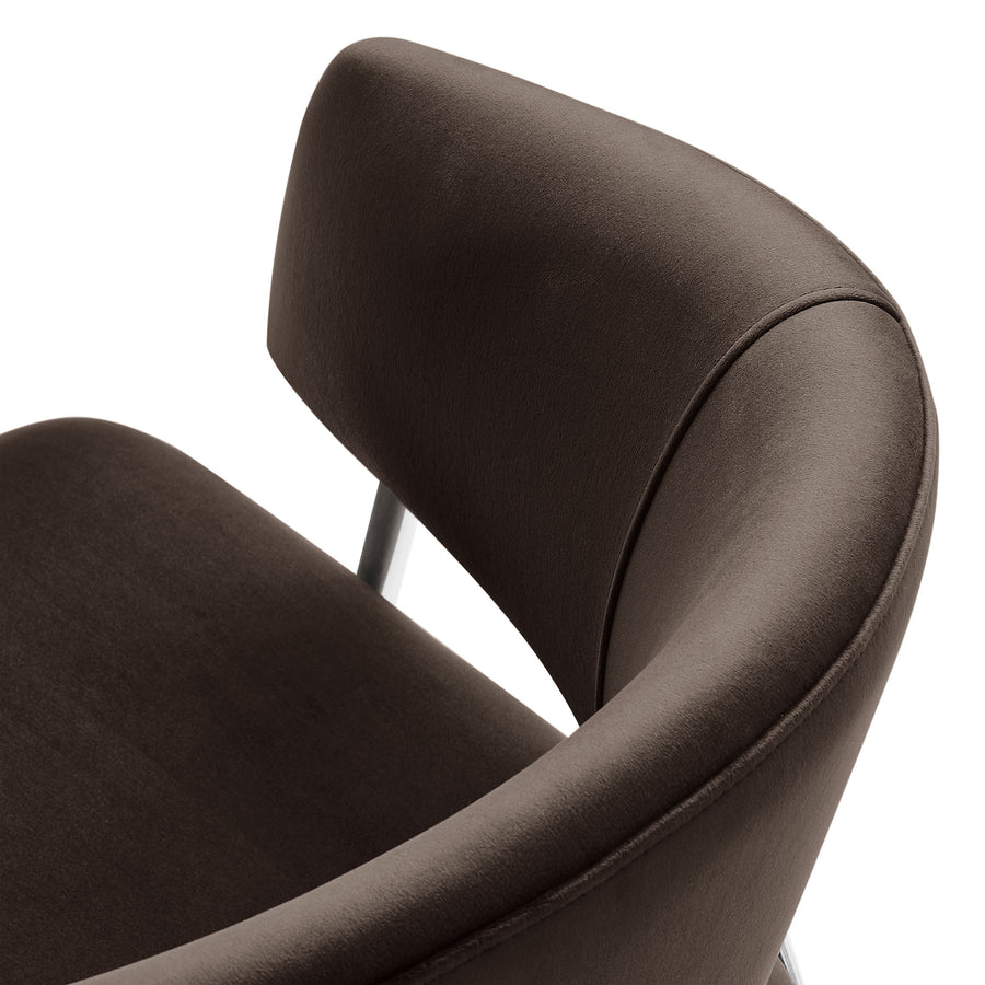 Ronan Upholstered Performance Velvet Dining Chair Set of 2 in Chocolate Brown