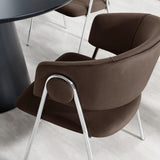 Ronan Upholstered Performance Velvet Dining Chair Set of 2 in Chocolate Brown