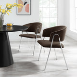 Ronan Upholstered Performance Velvet Dining Chair Set of 2 in Chocolate Brown