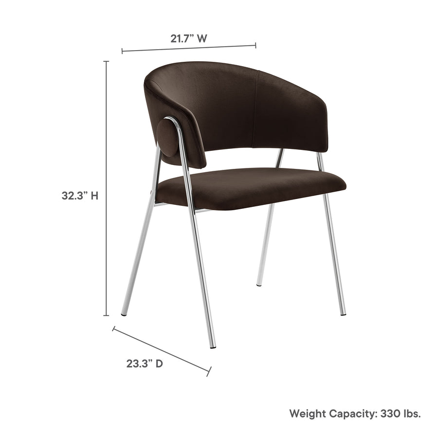 Ronan Upholstered Performance Velvet Dining Chair Set of 2 in Chocolate Brown