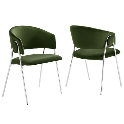 Nella Upholstered Performance Velvet Dining Chair Set of 2 by Furniture For America