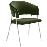 Ronan Upholstered Performance Velvet Dining Chair Set of 2 in Moss Green Silver