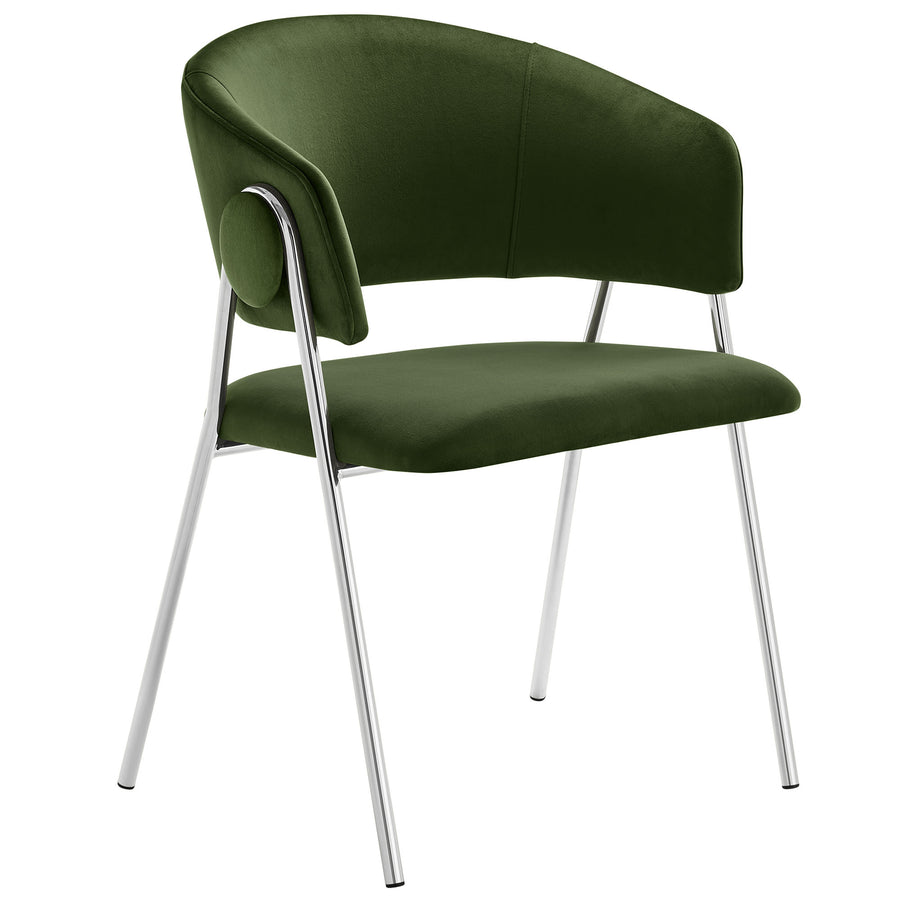 Ronan Upholstered Performance Velvet Dining Chair Set of 2 in Moss Green Silver
