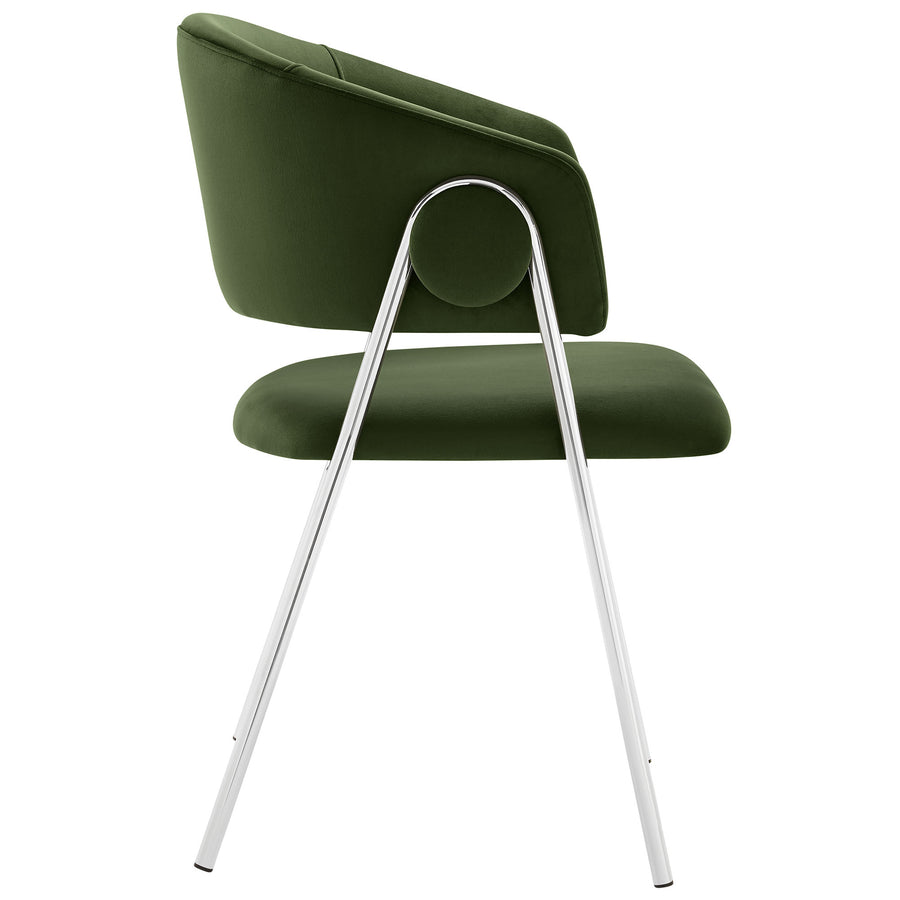 Ronan Upholstered Performance Velvet Dining Chair Set of 2 in Moss Green Silver