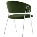 Ronan Upholstered Performance Velvet Dining Chair Set of 2 in Moss Green Silver