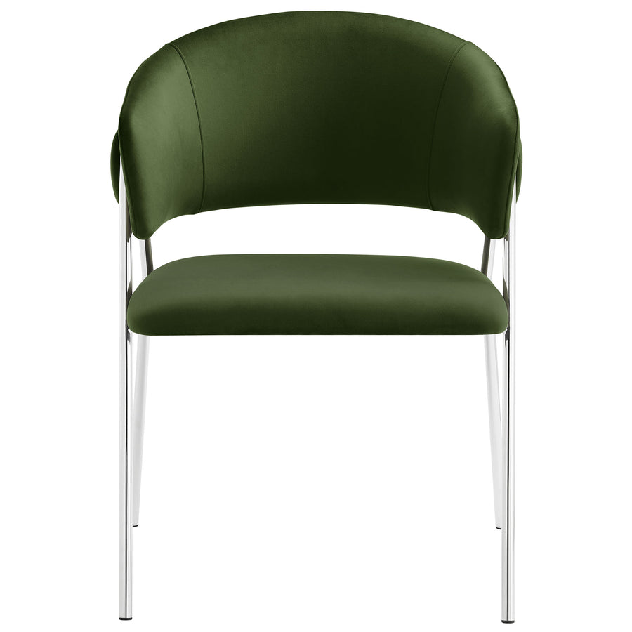 Ronan Upholstered Performance Velvet Dining Chair Set of 2 in Moss Green Silver