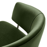Ronan Upholstered Performance Velvet Dining Chair Set of 2 in Moss Green Silver