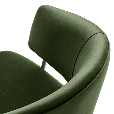Nella Upholstered Performance Velvet Dining Chair Set of 2 in Moss Green Silver