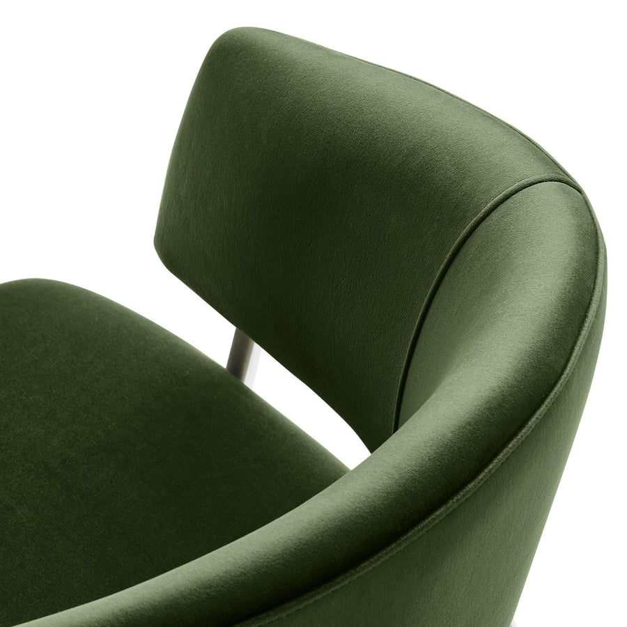 Ronan Upholstered Performance Velvet Dining Chair Set of 2 in Moss Green Silver