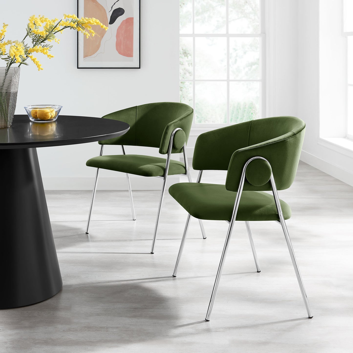 Nella Upholstered Performance Velvet Dining Chair Set of 2 by Furniture For America