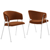 Ronan Upholstered Performance Velvet Dining Chair Set of 2 in Rust Silver