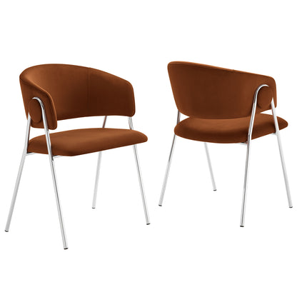 Nella Upholstered Performance Velvet Dining Chair Set of 2 by Furniture For America