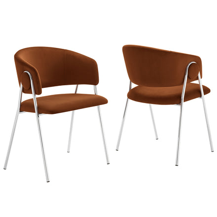 Nella Upholstered Performance Velvet Dining Chair Set of 2 in Rust Silver