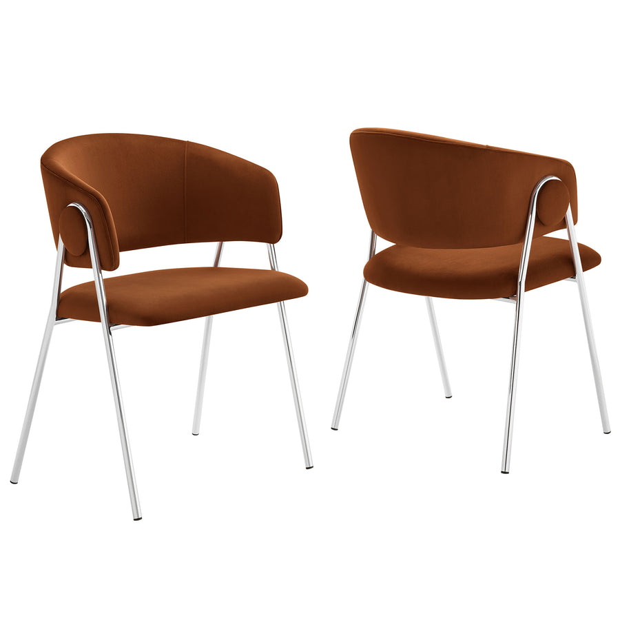 Ronan Upholstered Performance Velvet Dining Chair Set of 2 in Rust Silver