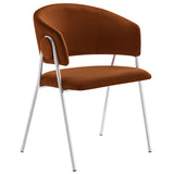 Ronan Upholstered Performance Velvet Dining Chair Set of 2 in Rust Silver