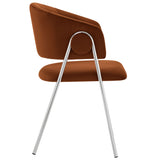 Ronan Upholstered Performance Velvet Dining Chair Set of 2 in Rust Silver