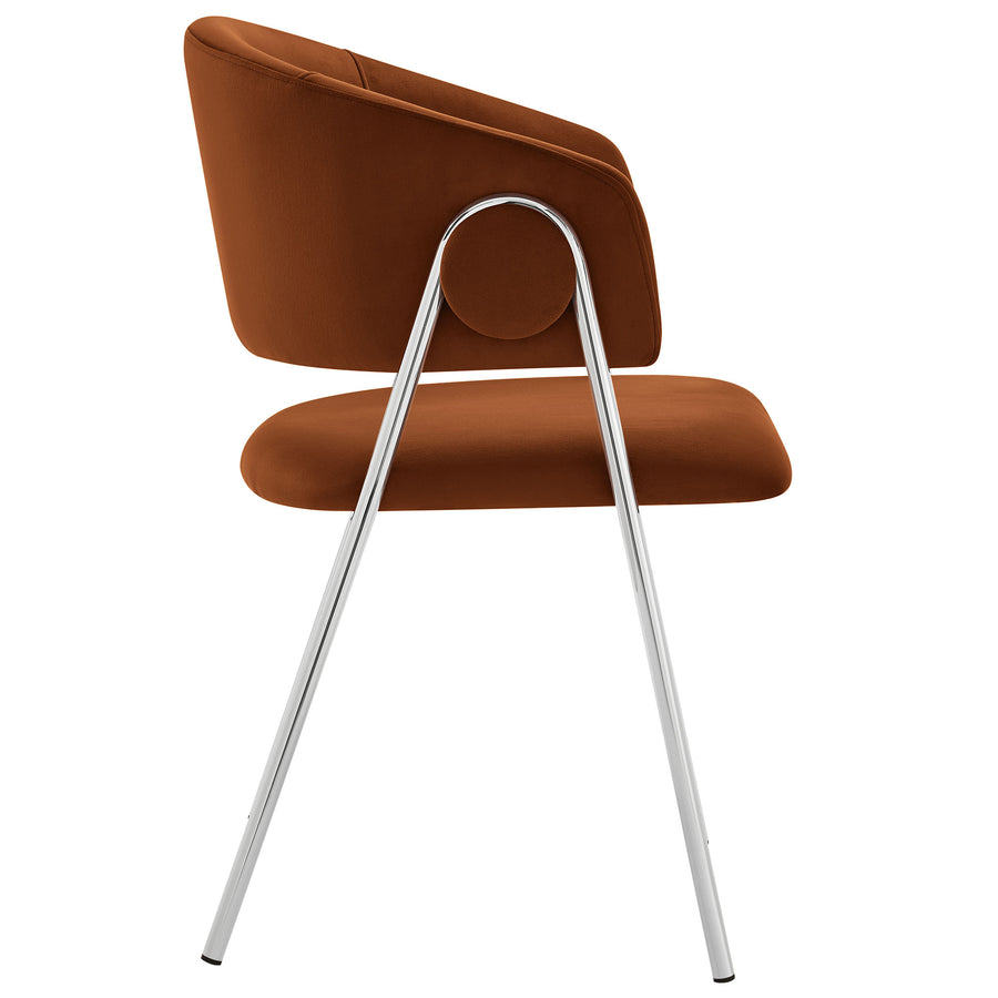 Ronan Upholstered Performance Velvet Dining Chair Set of 2 in Rust Silver
