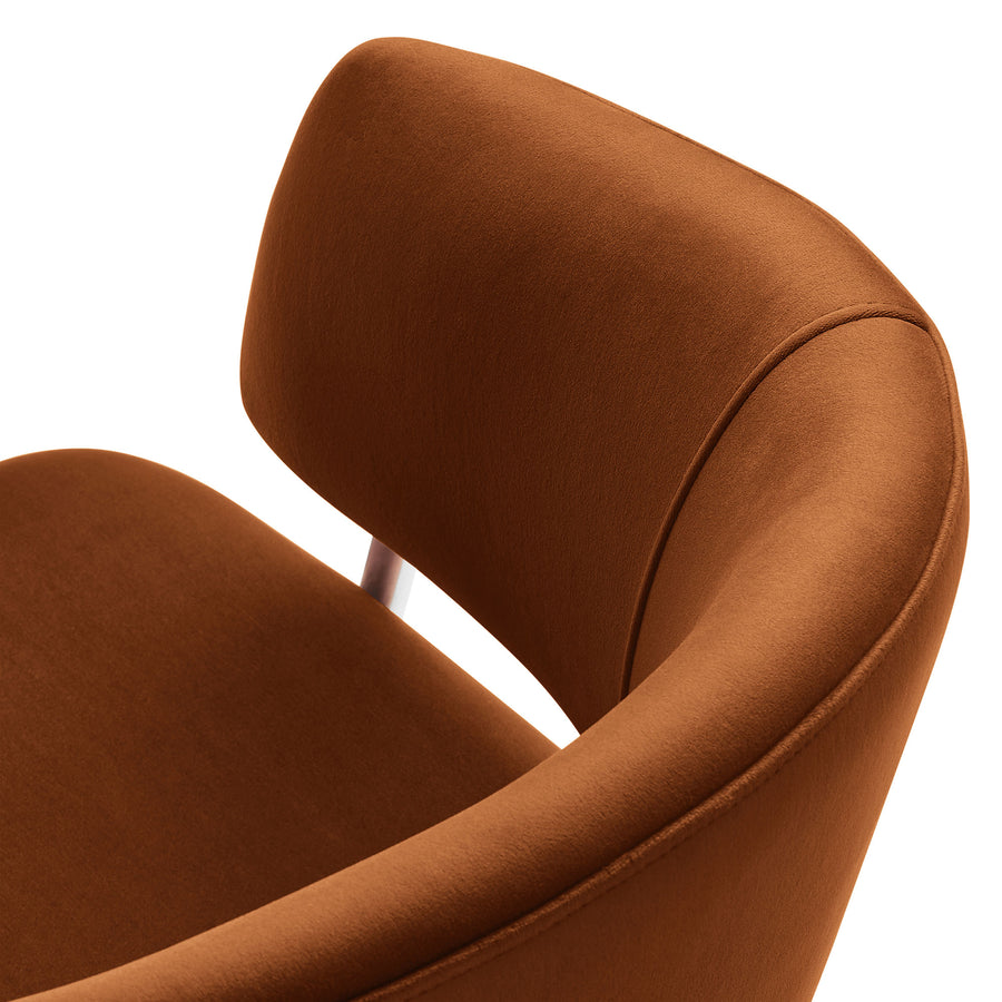Ronan Upholstered Performance Velvet Dining Chair Set of 2 in Rust Silver