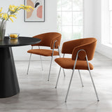 Ronan Upholstered Performance Velvet Dining Chair Set of 2 in Rust Silver