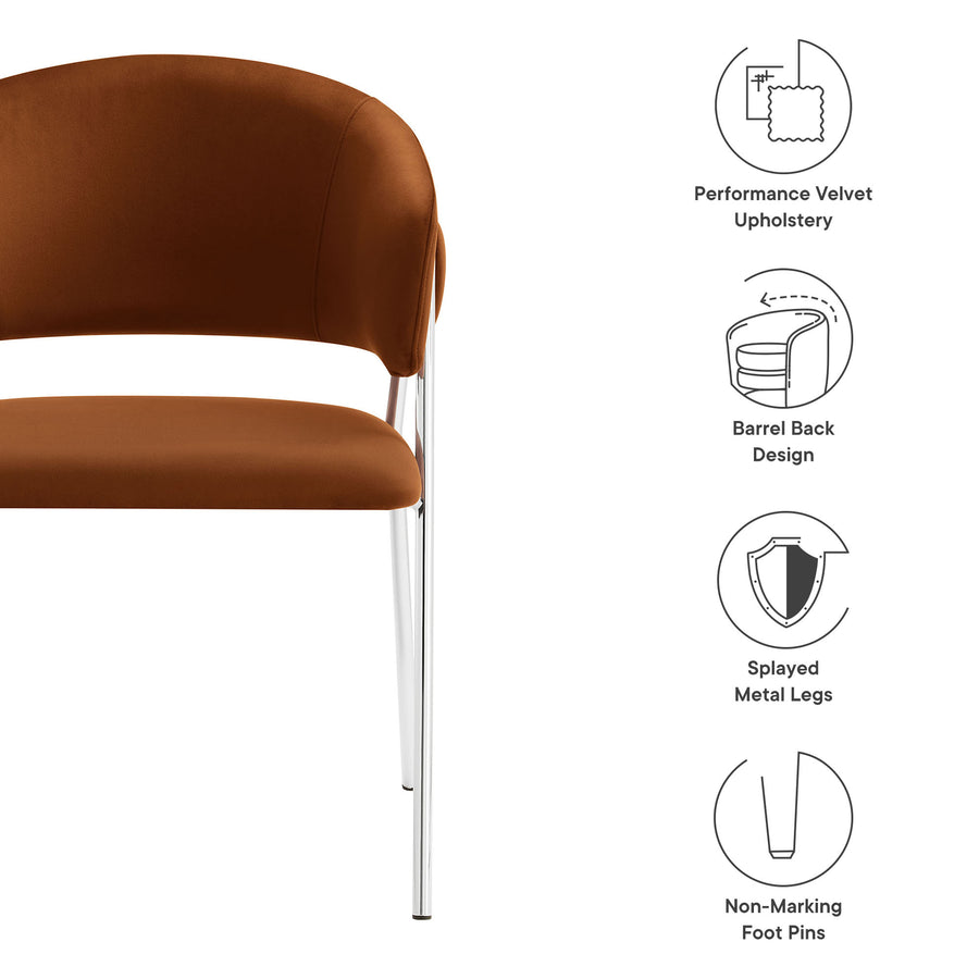 Ronan Upholstered Performance Velvet Dining Chair Set of 2 in Rust Silver