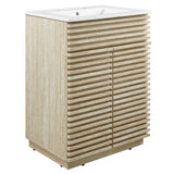 Vera 24" Faux Travertine Bathroom Vanity With Sink in White