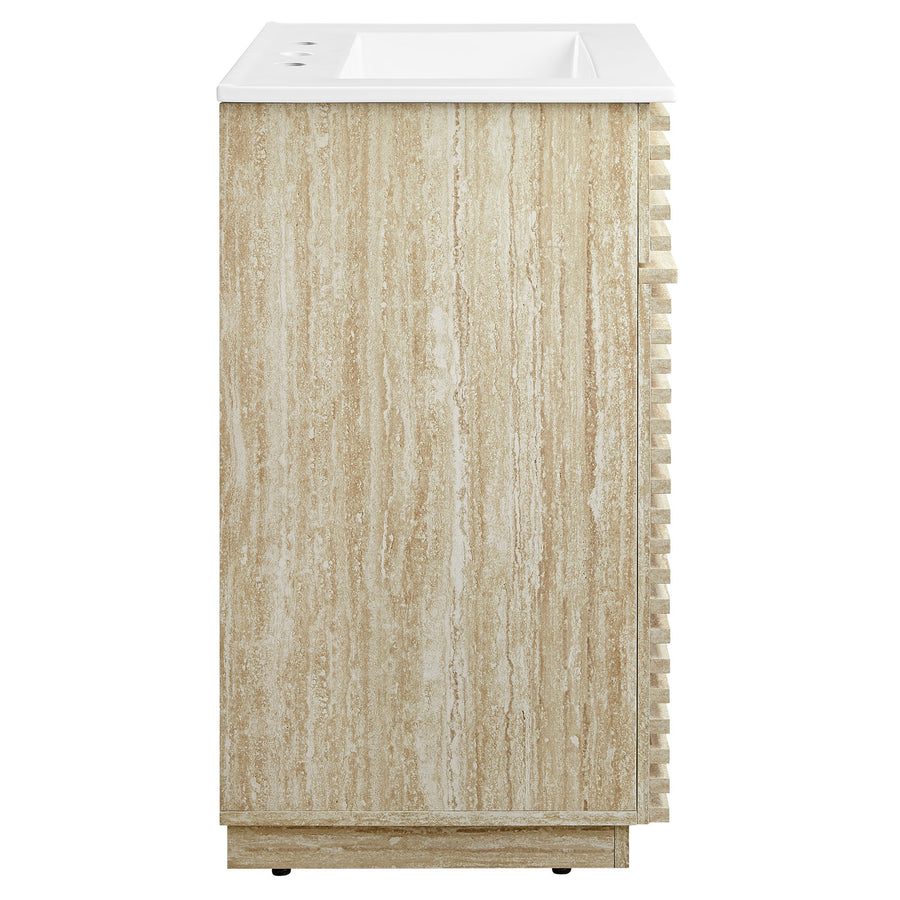 Vera 24" Faux Travertine Bathroom Vanity With Sink in White
