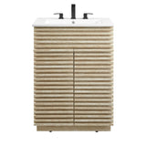 Vera 24" Faux Travertine Bathroom Vanity With Sink in White