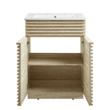 Vera 24" Faux Travertine Bathroom Vanity With Sink in White