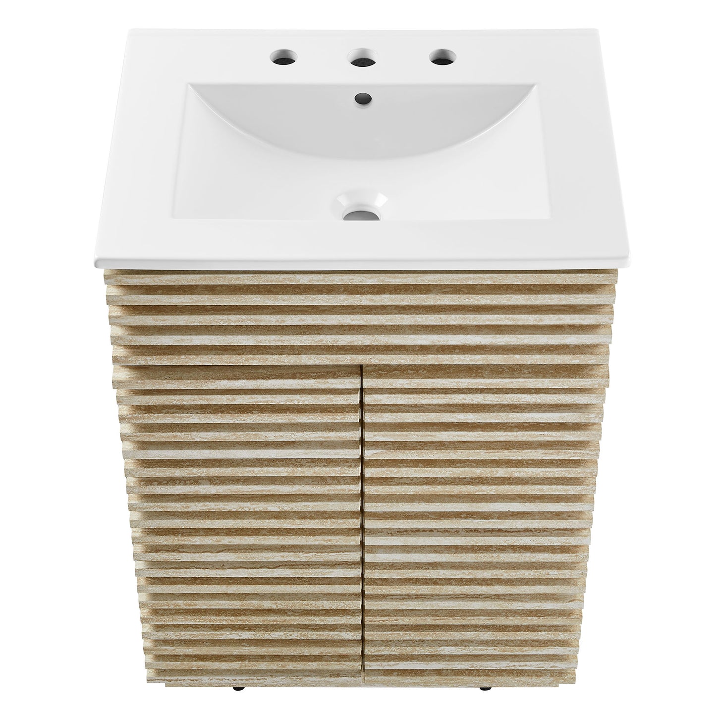 Render 24" Faux Travertine Bathroom Vanity With Sink by Furniture For America
