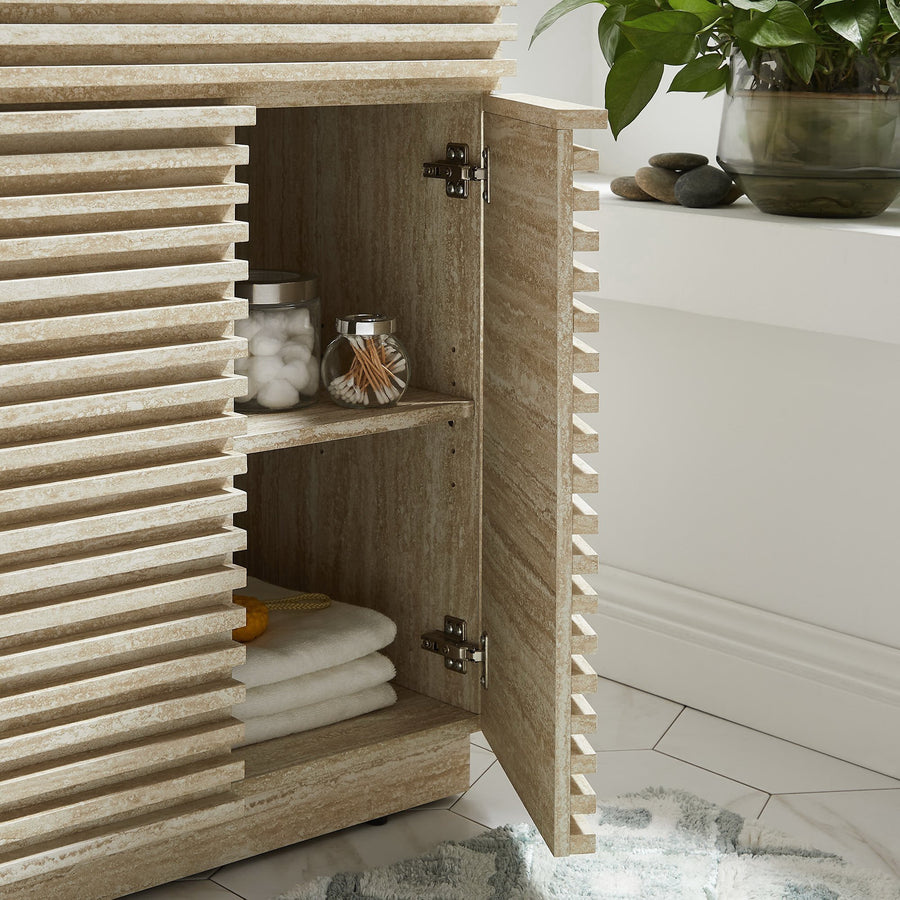 Vera 24" Faux Travertine Bathroom Vanity With Sink in White