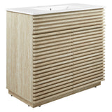Vera 36" Faux Travertine Bathroom Vanity With Sink in White