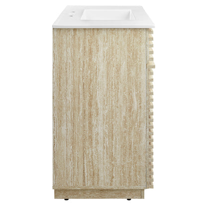 Render 36" Faux Travertine Bathroom Vanity With Sink by Furniture For America