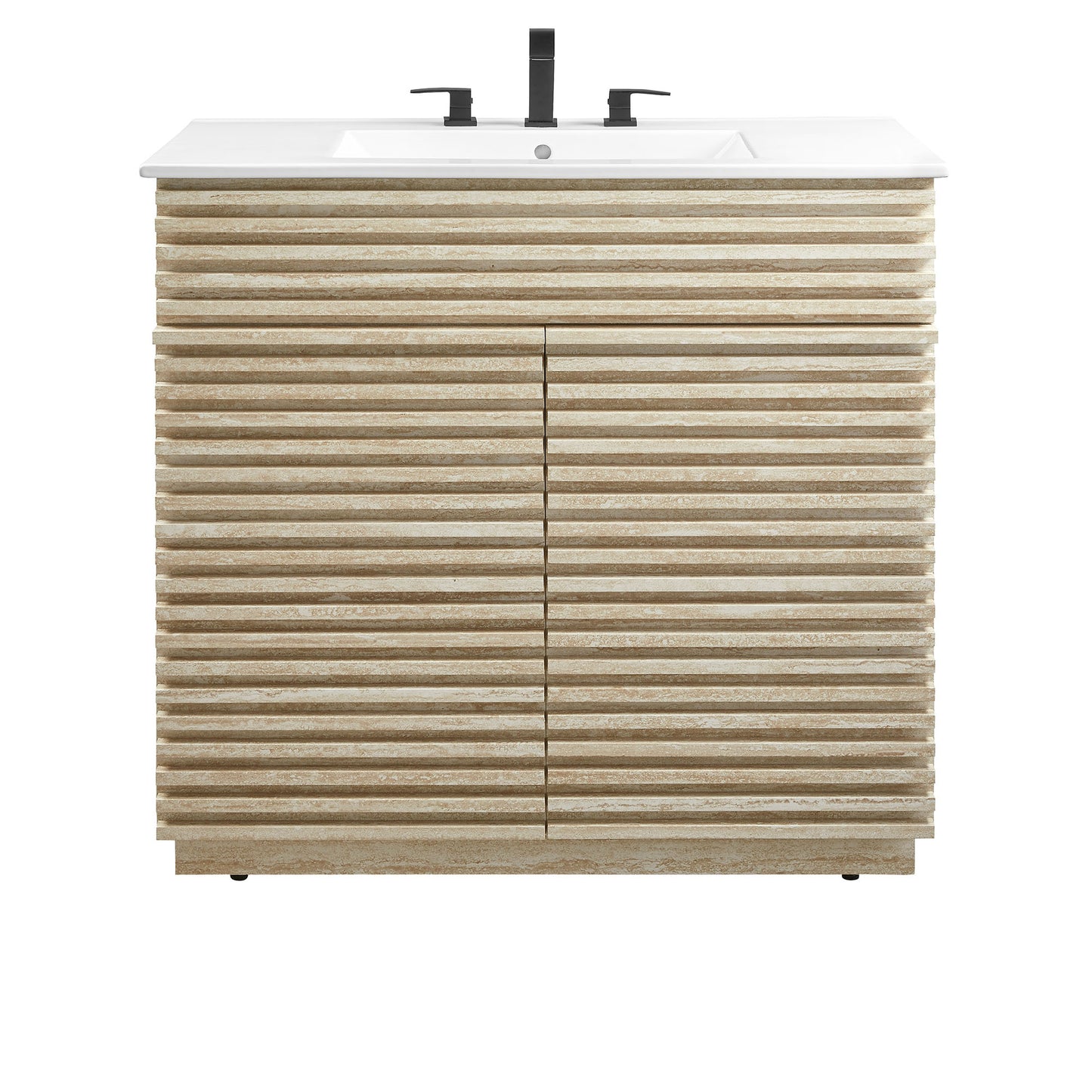 Render 36" Faux Travertine Bathroom Vanity With Sink by Furniture For America