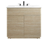 Vera 36" Faux Travertine Bathroom Vanity With Sink in White