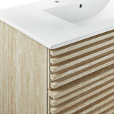 Vera 36" Faux Travertine Bathroom Vanity With Sink in White