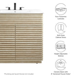 Vera 36" Faux Travertine Bathroom Vanity With Sink in White