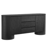 Laurel 71" Rounded Sideboard Storage Cabinet in Black