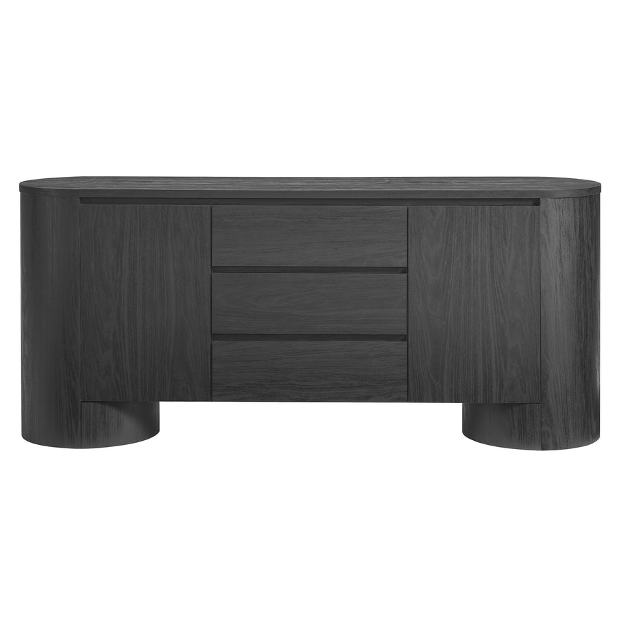 Laurel 71" Rounded Sideboard Storage Cabinet in Black
