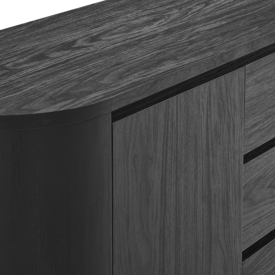 Laurel 71" Rounded Sideboard Storage Cabinet in Black
