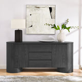 Laurel 71" Rounded Sideboard Storage Cabinet in Black