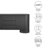 Laurel 71" Rounded Sideboard Storage Cabinet in Black