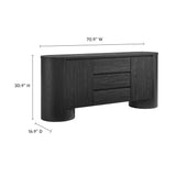 Laurel 71" Rounded Sideboard Storage Cabinet in Black