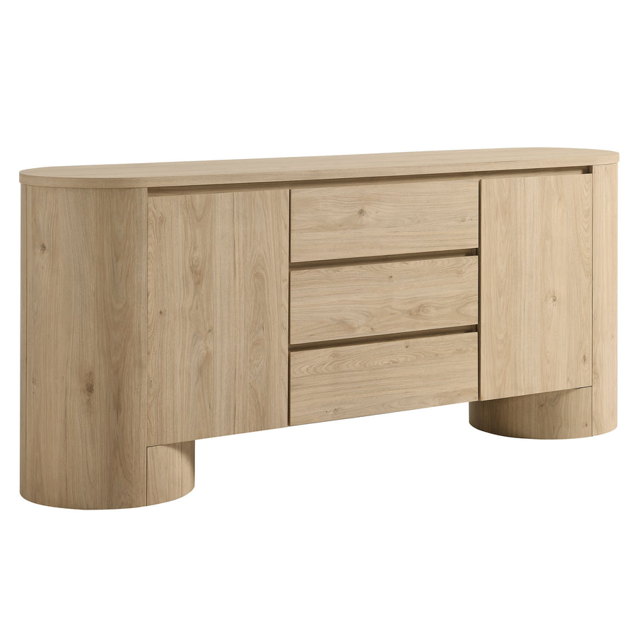Laurel 71" Rounded Sideboard Storage Cabinet in Hickory Frost