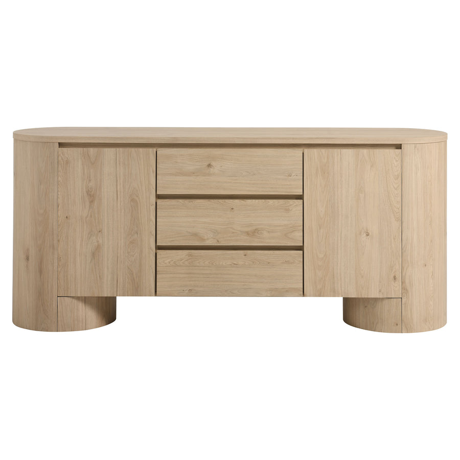 Laurel 71" Rounded Sideboard Storage Cabinet in Hickory Frost