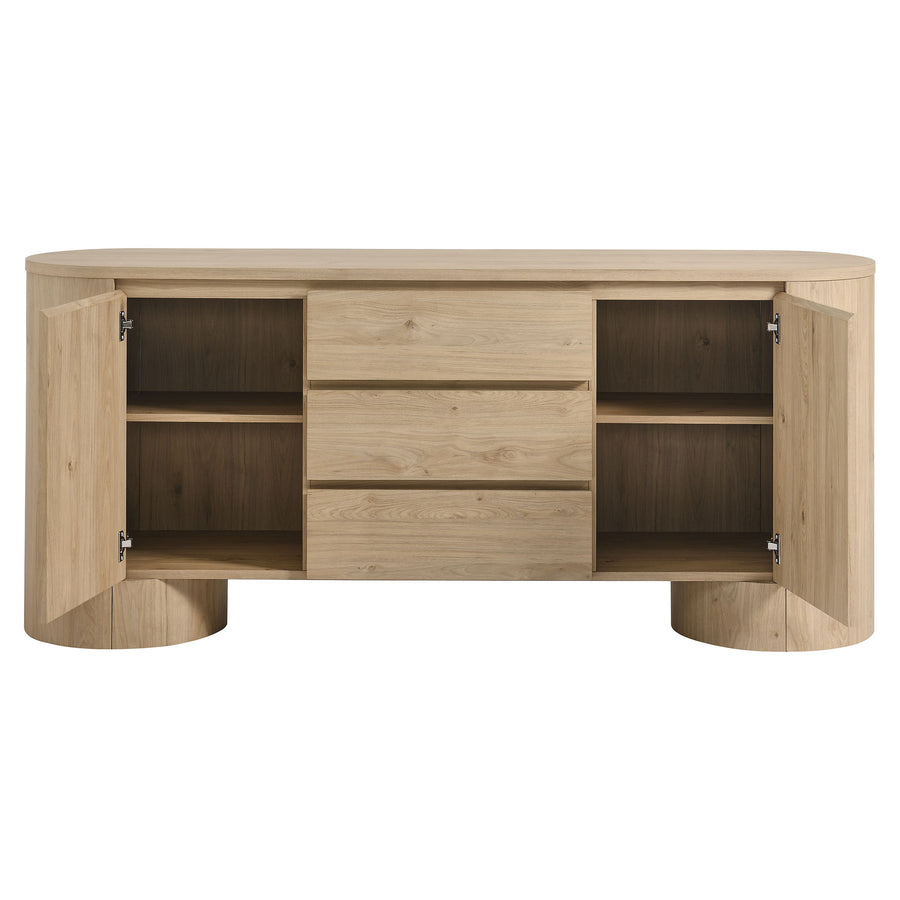 Laurel 71" Rounded Sideboard Storage Cabinet in Hickory Frost