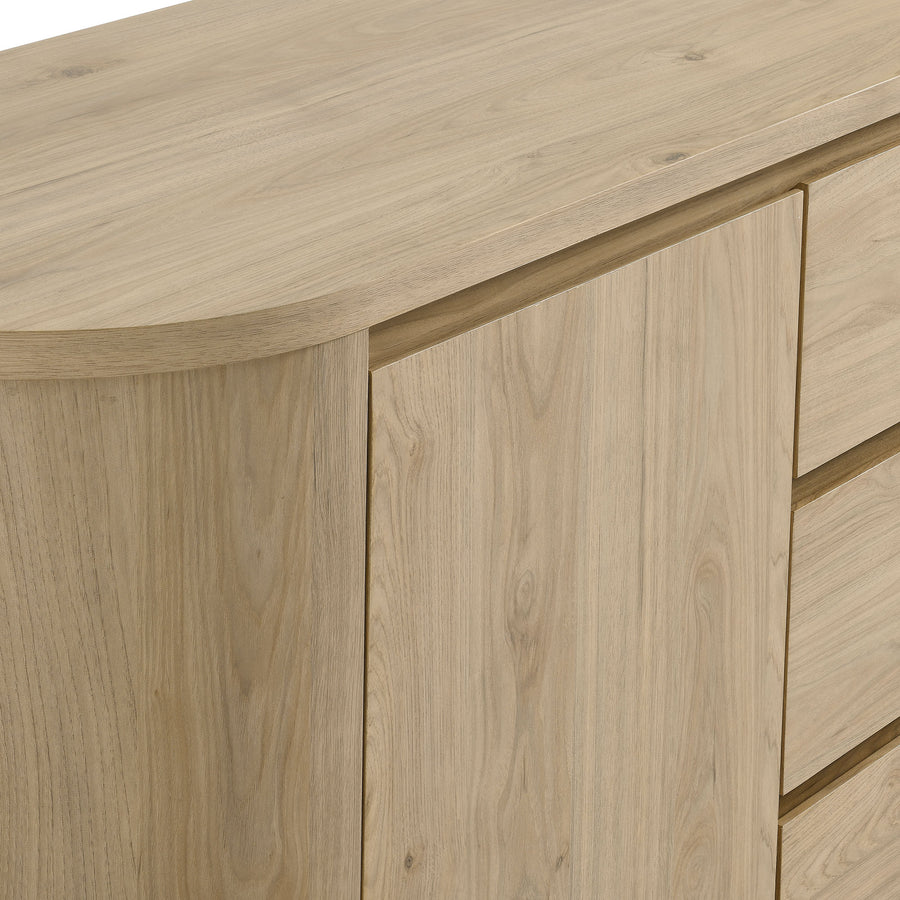 Laurel 71" Rounded Sideboard Storage Cabinet in Hickory Frost