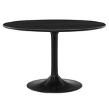 Lumen 48" Round Solid Wood Dining Table in Black