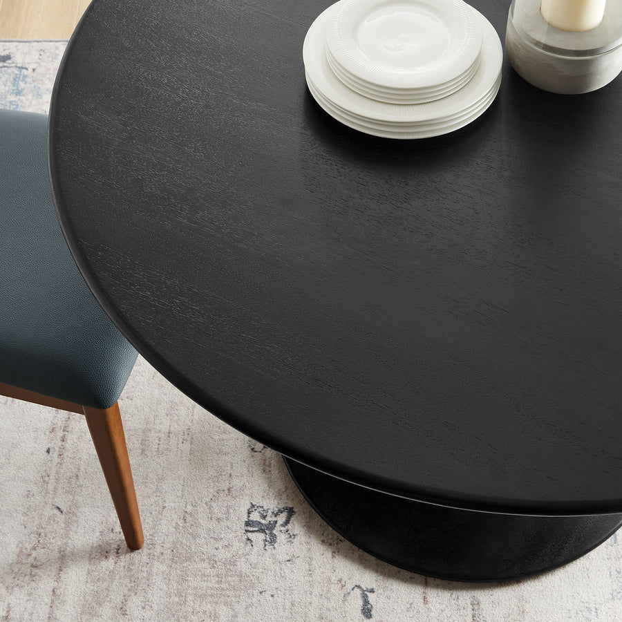 Lumen 48" Round Solid Wood Dining Table in Black