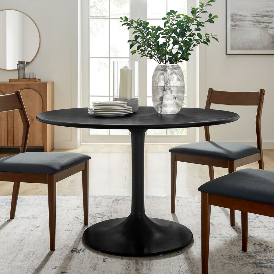 Lumen 48" Round Solid Wood Dining Table in Black