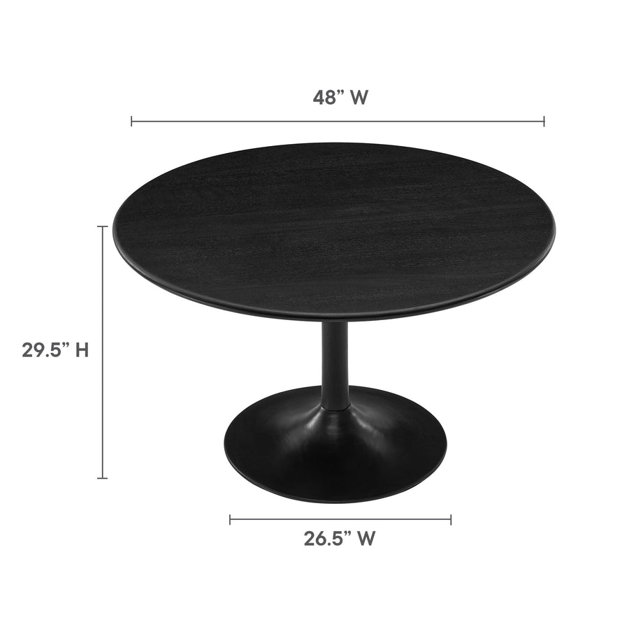 Lumen 48" Round Solid Wood Dining Table in Black
